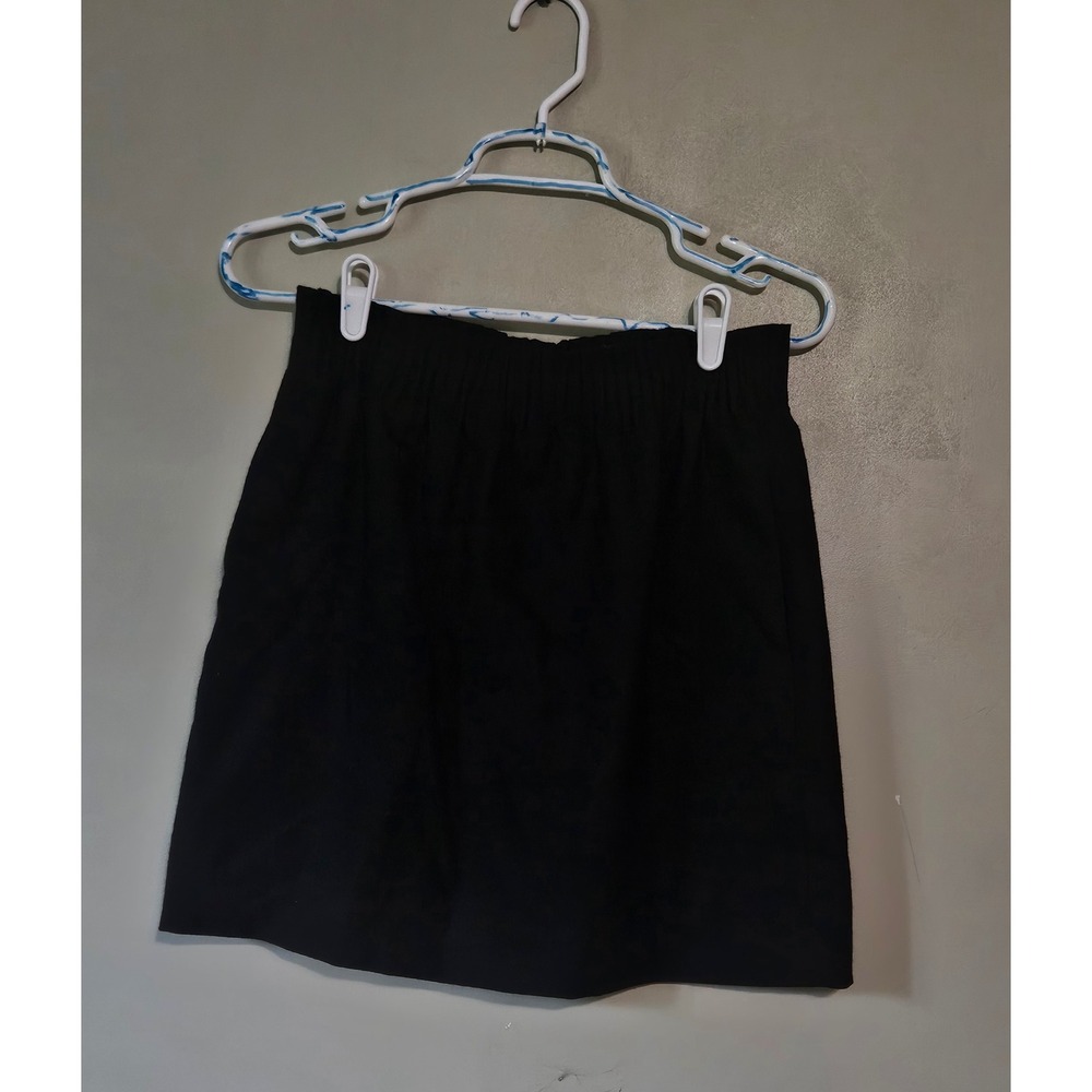 J.Crew Black Wool Blend Elastic Waist Mini Skirt with Pockets Style 95435 Size 4